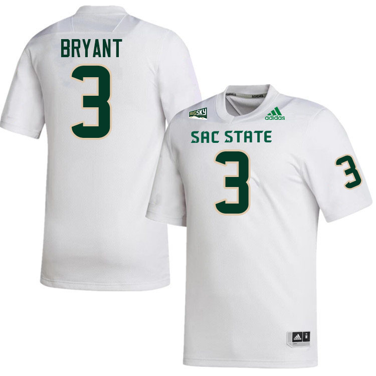 Sacramento State Hornets #3 Ajon Bryant College Football Jerseys Stitched-White